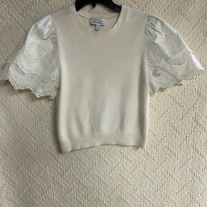 Elegant Ivory Lace Sleeve Blouse